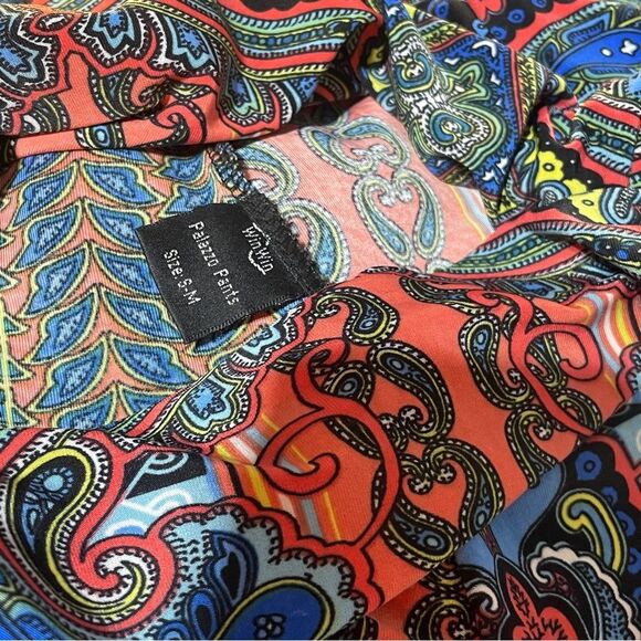 New Multicolor Boho High Rise Flare Wide Leg Palazzo Pants Butter Soft - Picture 6 of 11